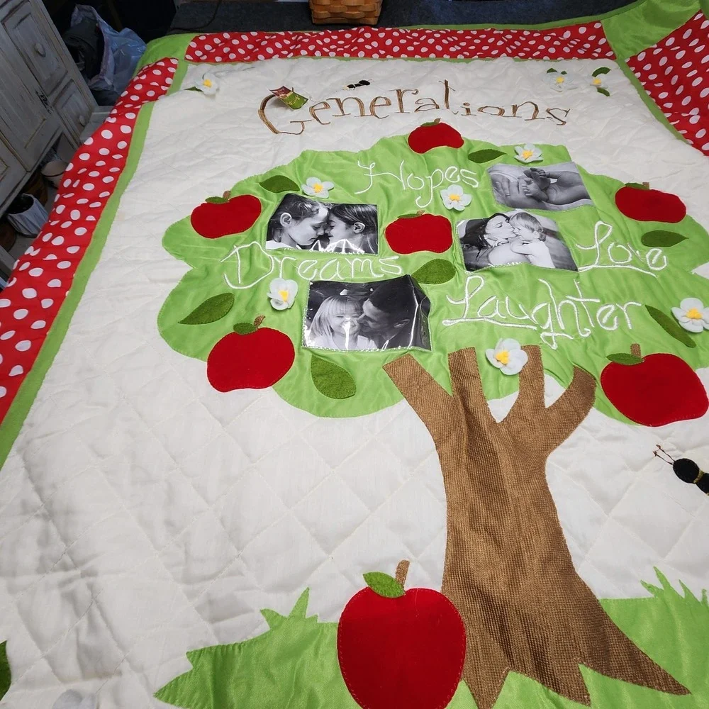 Cracker Barrel Quilted Blanket Family Tree Photograph Hanging Wall Quilt NEW